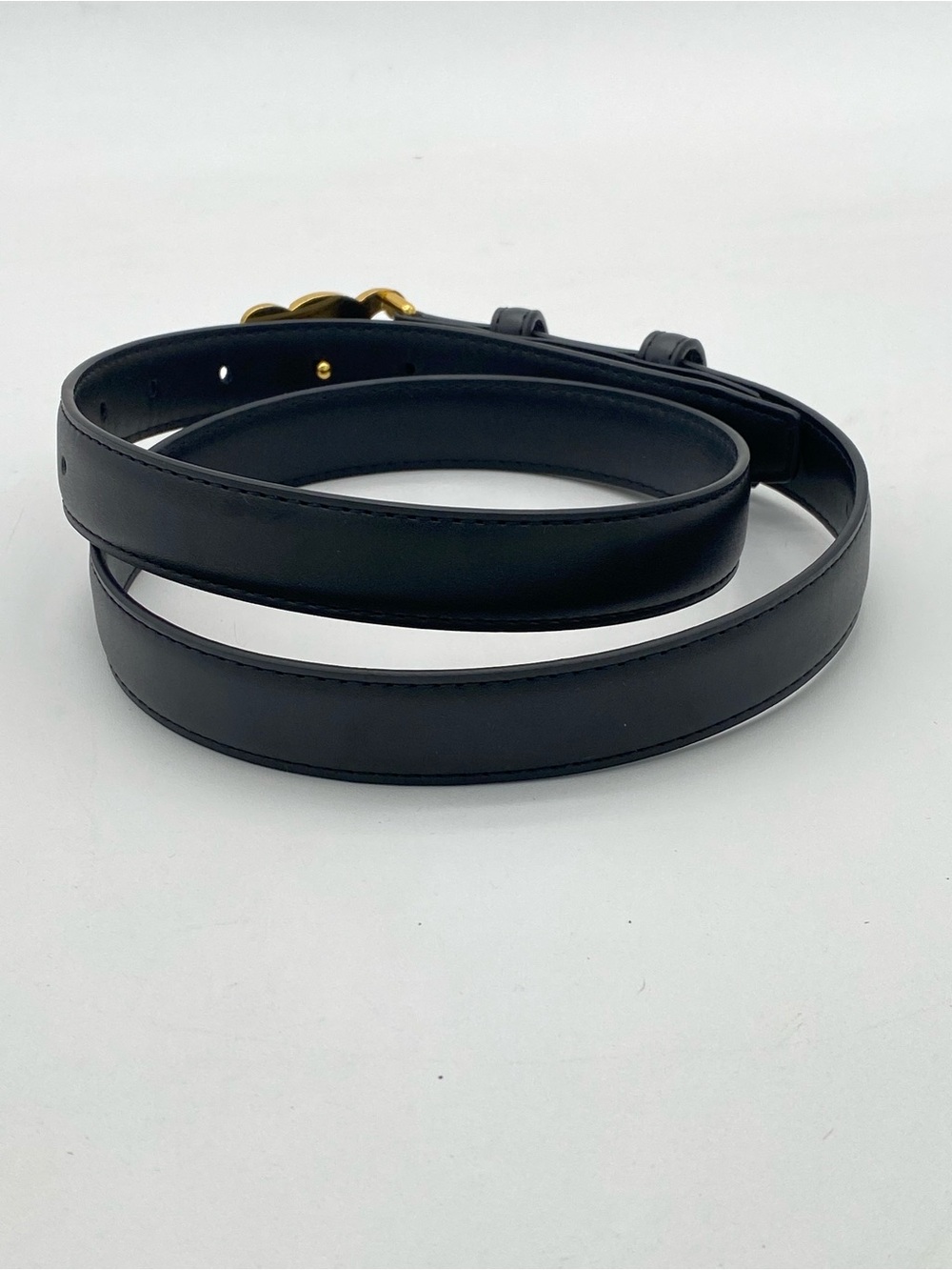 Celine Triomphe Gold Logo Black Leather Belt 105 CM/XL - Picture 10 of 16